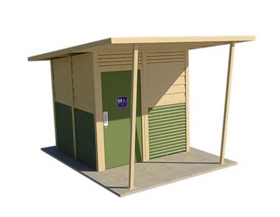 Yarra 1 Standard Toilet Building with Pale Eucalypt and Paperbark colour scheme